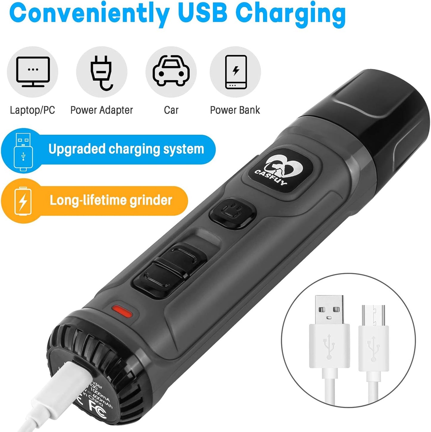 Ultimate Dog Nail Grinder with Dual LED Lights - Powerful 2-Speed Electric Trimmer for Painless Grooming of Small, Medium, and Large Dogs and Cats (Stylish Grey)