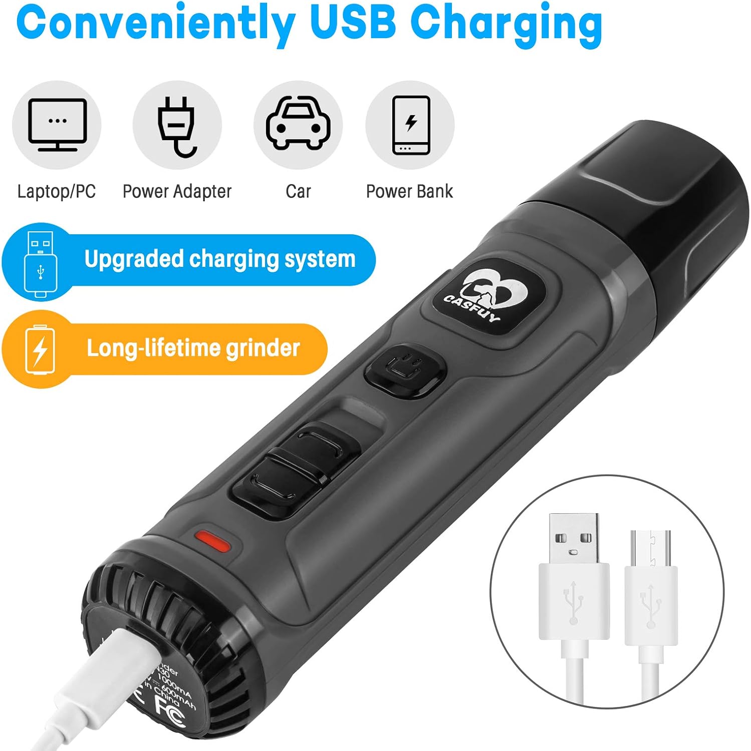 Ultimate Dog Nail Grinder with Dual LED Lights - Powerful 2-Speed Electric Trimmer for Painless Grooming of Small, Medium, and Large Dogs and Cats (Stylish Grey)